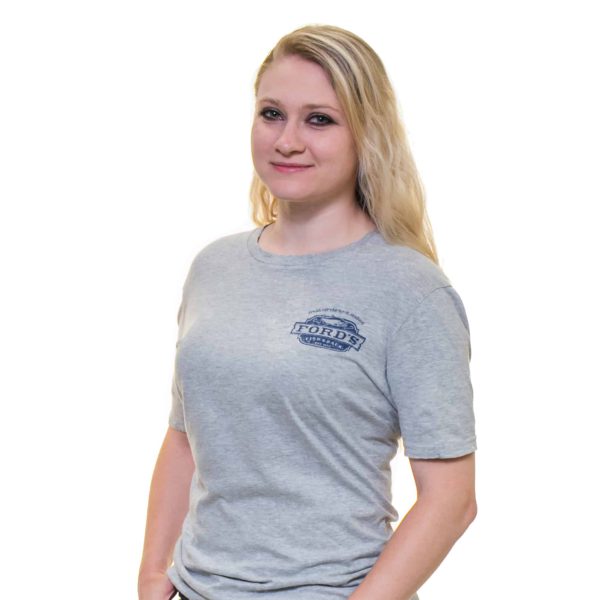 Front of Ford's Fish Shack T-Shirt in Light Stone Gray