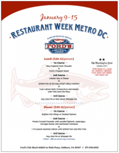 Ford's Fish Shack Restaurant Week Menu